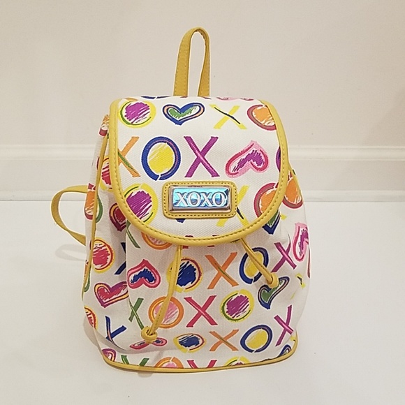 XOXO Colorful Yellow Trimmed White Backpack - Picture 1 of 5